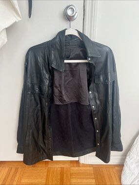 Blank NYC Black Leather Snap-Front Jacket